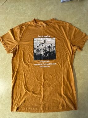 Aroepostale Single Stitch Graphic Rust Orange Short Sleeve Tee Las Angeles